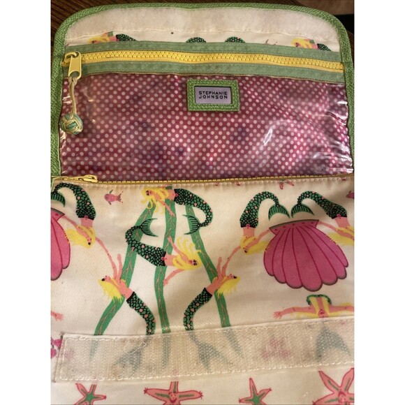 Stephanie Johnson Mermaid, Pink, Green, Seashell Travel organizer makeup bag - Picture 8 of 12